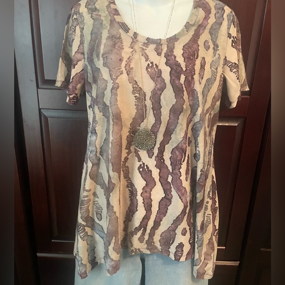 Lori Goldstein Knit Jacquard Short Sleeve Tee - Picture 1 of 13